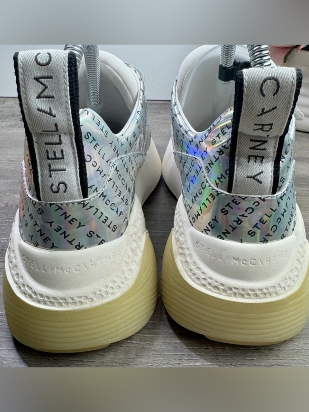 “Stella McCartney” Silver Hologram Logo Print. Women's Sneakers Size: 6.5 - Picture 6 of 10